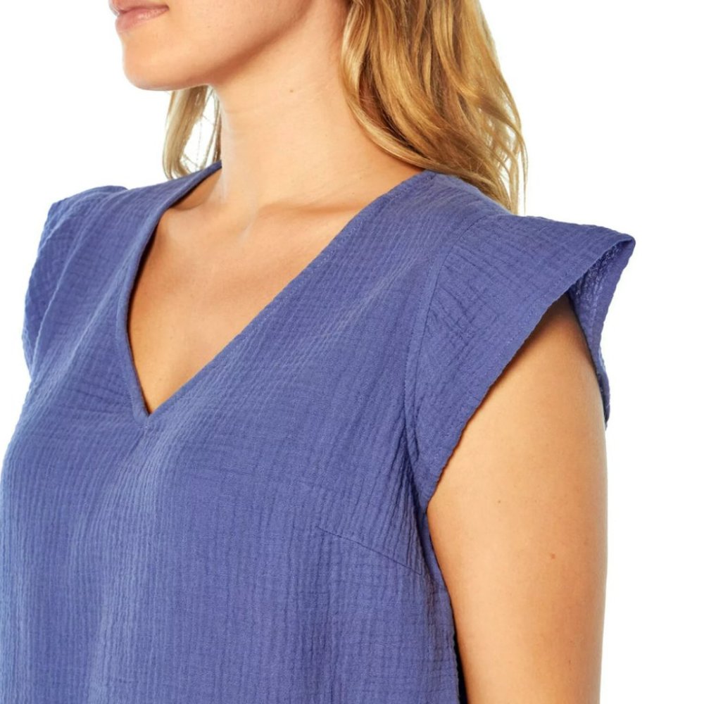 Blue Cotton Gauze Top Large